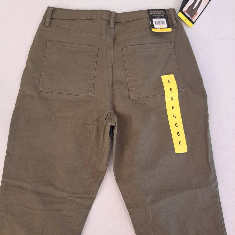 Banana Republic Womens Twill Pants 6 Olive NWT High Rise Utility 1731-266
